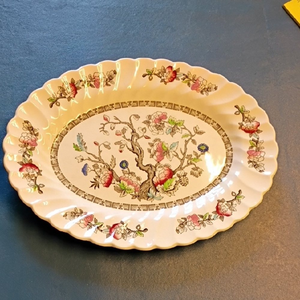 Elegant Fine Staffordshire Ware Myott Oval Platter Indian Tree Cottagecore